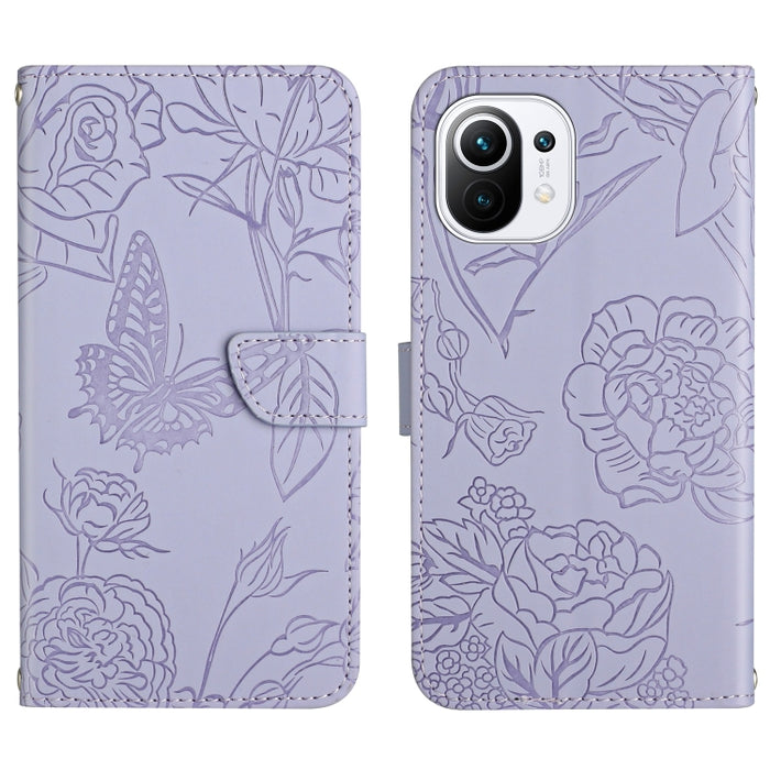 Skin Feel Butterfly Peony Estuche para teléfono de cuero en relieve, For Xiaomi Redmi Note 11S, For Xiaomi Redmi Note 11 5G Chinese Version, For Xiaomi Redmi Note 11 Pro Foreign Version, For Xiaomi Redmi Note 11 Pro / Poco M4 Pro 5G                    ...