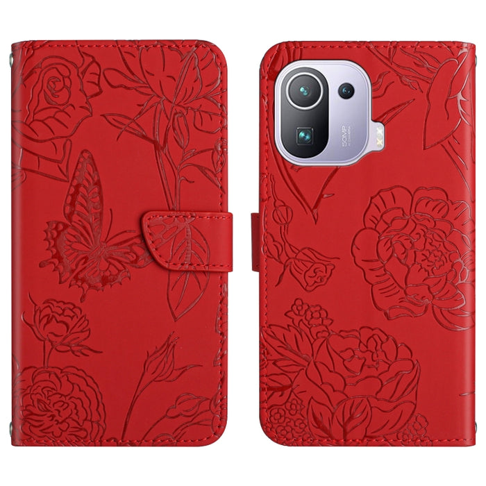 Skin Feel Butterfly Peony Estuche para teléfono de cuero en relieve, For Xiaomi Redmi Note 11S, For Xiaomi Redmi Note 11 5G Chinese Version, For Xiaomi Redmi Note 11 Pro Foreign Version, For Xiaomi Redmi Note 11 Pro / Poco M4 Pro 5G                    ...