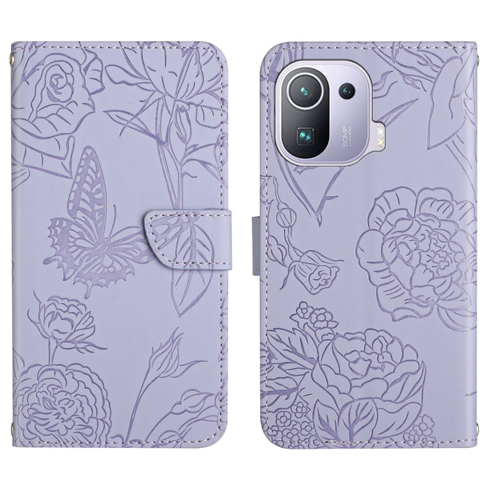 Skin Feel Butterfly Peony Estuche para teléfono de cuero en relieve, For Xiaomi Redmi Note 11S, For Xiaomi Redmi Note 11 5G Chinese Version, For Xiaomi Redmi Note 11 Pro Foreign Version, For Xiaomi Redmi Note 11 Pro / Poco M4 Pro 5G                    ...