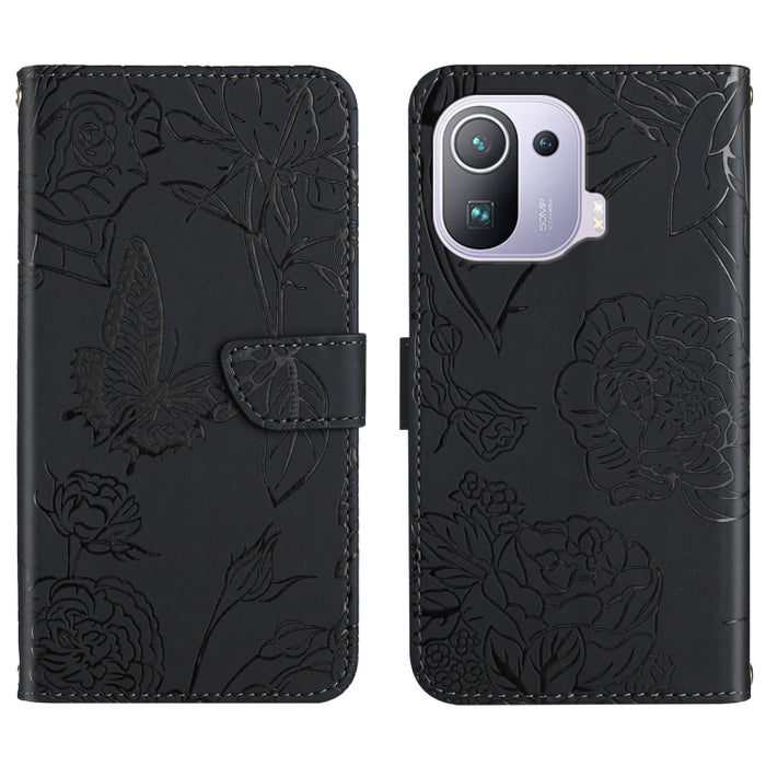 Skin Feel Butterfly Peony Estuche para teléfono de cuero en relieve, For Xiaomi Redmi Note 11S, For Xiaomi Redmi Note 11 5G Chinese Version, For Xiaomi Redmi Note 11 Pro Foreign Version, For Xiaomi Redmi Note 11 Pro / Poco M4 Pro 5G                    ...