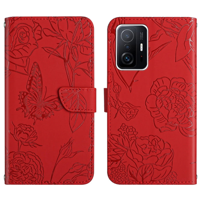 Skin Feel Butterfly Peony Estuche para teléfono de cuero en relieve, For Xiaomi Redmi Note 11S, For Xiaomi Redmi Note 11 5G Chinese Version, For Xiaomi Redmi Note 11 Pro Foreign Version, For Xiaomi Redmi Note 11 Pro / Poco M4 Pro 5G                    ...