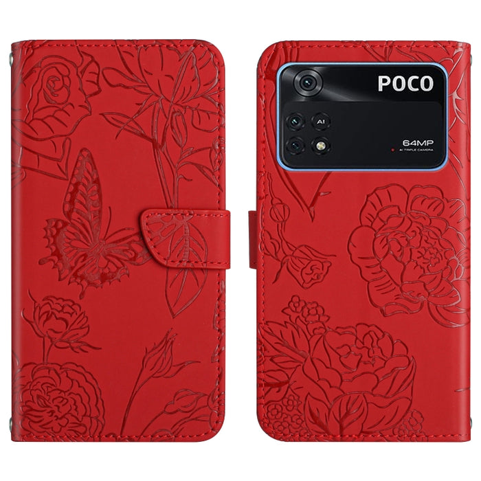 Skin Feel Butterfly Peony Estuche para teléfono de cuero en relieve, For Xiaomi Redmi Note 11S, For Xiaomi Redmi Note 11 5G Chinese Version, For Xiaomi Redmi Note 11 Pro Foreign Version, For Xiaomi Redmi Note 11 Pro / Poco M4 Pro 5G                    ...