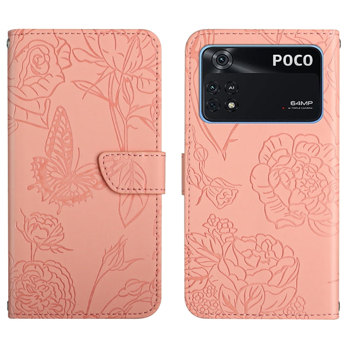 Skin Feel Butterfly Peony Estuche para teléfono de cuero en relieve, For Xiaomi Redmi Note 11S, For Xiaomi Redmi Note 11 5G Chinese Version, For Xiaomi Redmi Note 11 Pro Foreign Version, For Xiaomi Redmi Note 11 Pro / Poco M4 Pro 5G                    ...