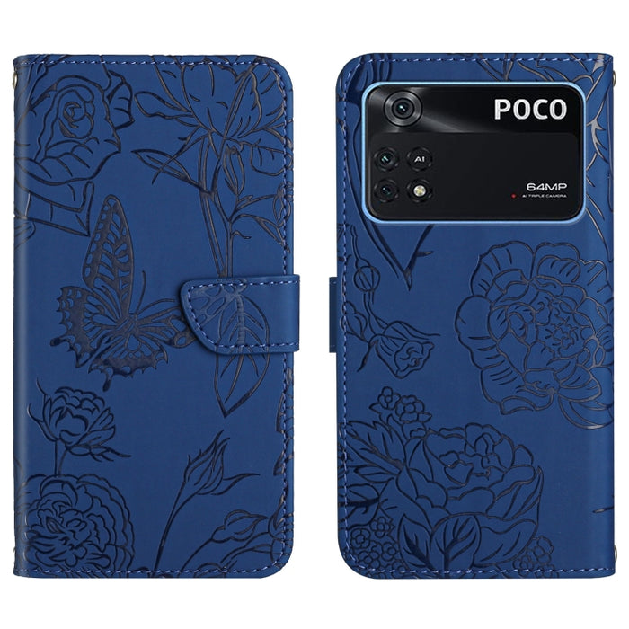 Skin Feel Butterfly Peony Estuche para teléfono de cuero en relieve, For Xiaomi Redmi Note 11S, For Xiaomi Redmi Note 11 5G Chinese Version, For Xiaomi Redmi Note 11 Pro Foreign Version, For Xiaomi Redmi Note 11 Pro / Poco M4 Pro 5G                    ...