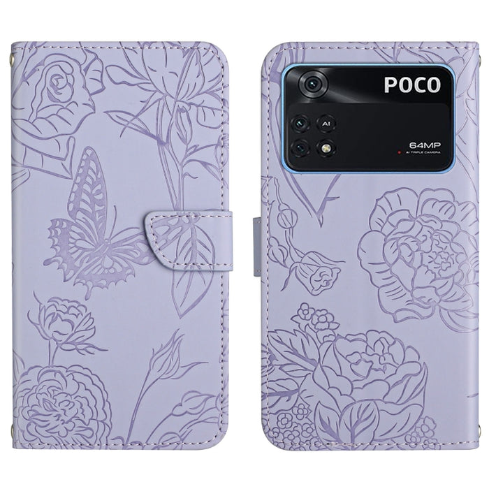Skin Feel Butterfly Peony Estuche para teléfono de cuero en relieve, For Xiaomi Redmi Note 11S, For Xiaomi Redmi Note 11 5G Chinese Version, For Xiaomi Redmi Note 11 Pro Foreign Version, For Xiaomi Redmi Note 11 Pro / Poco M4 Pro 5G                    ...
