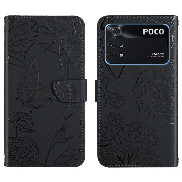 Skin Feel Butterfly Peony Estuche para teléfono de cuero en relieve, For Xiaomi Redmi Note 11S, For Xiaomi Redmi Note 11 5G Chinese Version, For Xiaomi Redmi Note 11 Pro Foreign Version, For Xiaomi Redmi Note 11 Pro / Poco M4 Pro 5G                    ...