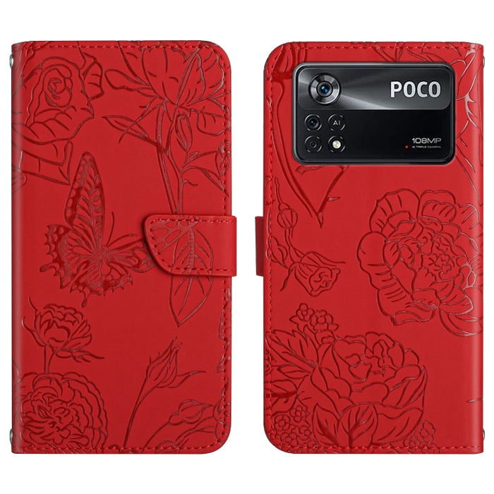 Skin Feel Butterfly Peony Estuche para teléfono de cuero en relieve, For Xiaomi Redmi Note 11S, For Xiaomi Redmi Note 11 5G Chinese Version, For Xiaomi Redmi Note 11 Pro Foreign Version, For Xiaomi Redmi Note 11 Pro / Poco M4 Pro 5G                    ...