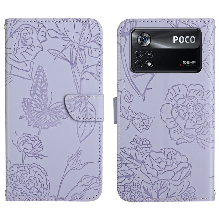 Skin Feel Butterfly Peony Estuche para teléfono de cuero en relieve, For Xiaomi Redmi Note 11S, For Xiaomi Redmi Note 11 5G Chinese Version, For Xiaomi Redmi Note 11 Pro Foreign Version, For Xiaomi Redmi Note 11 Pro / Poco M4 Pro 5G                    ...