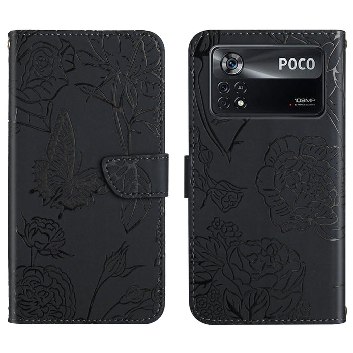 Skin Feel Butterfly Peony Estuche para teléfono de cuero en relieve, For Xiaomi Redmi Note 11S, For Xiaomi Redmi Note 11 5G Chinese Version, For Xiaomi Redmi Note 11 Pro Foreign Version, For Xiaomi Redmi Note 11 Pro / Poco M4 Pro 5G                    ...