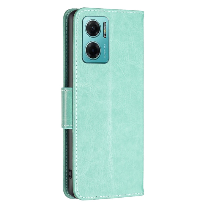 Estuche para teléfono de cuero con dos mariposas en relieve, For Xiaomi Redmi 10 5G / Note 11E, For Xiaomi Redmi 10C