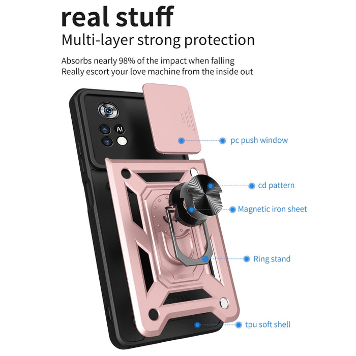 Diseño de cubierta de cámara deslizante Funda de teléfono TPU + PC, For Xiaomi Poco X4 Pro 5G, For Motorola Edge 20 Pro