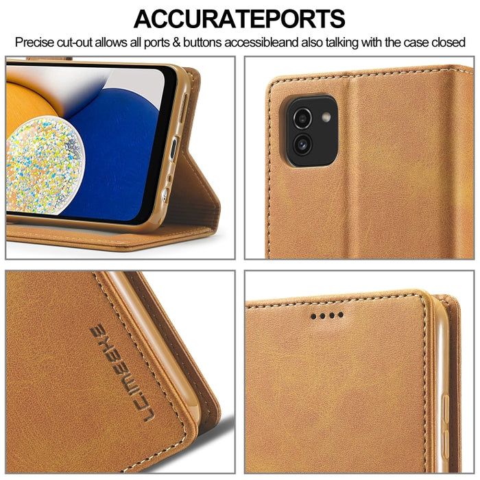 LC.IMEEKE Estuche para teléfono de cuero con textura de becerro, For Samsung Galaxy A03 164mm, For Xiaomi 12 Pro/12S Pro, For Xiaomi 12/12X/12S