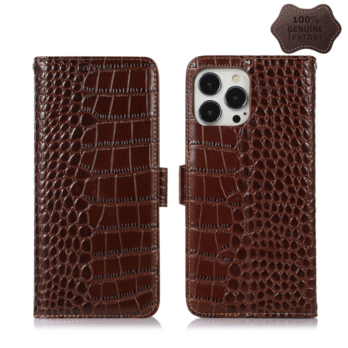 Estuche para teléfono de piel de vaca con capa superior de cocodrilo, For iPhone 13 Pro, For iPhone 13 Pro Max, For iPhone 12 Pro Max