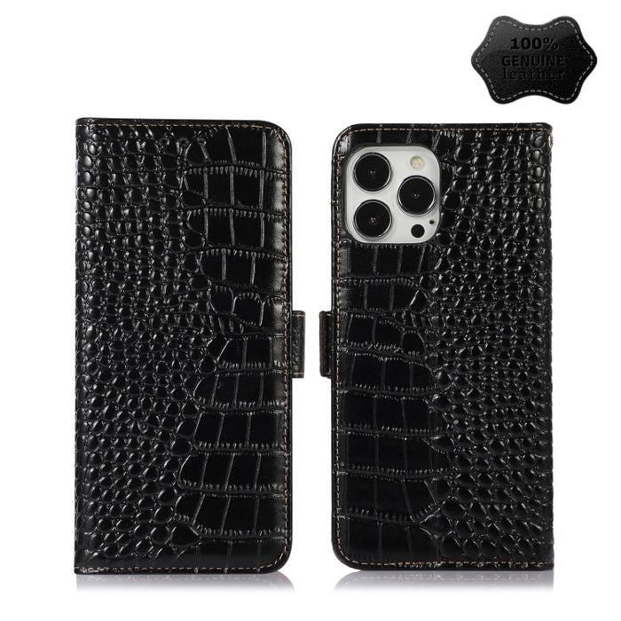 Estuche para teléfono de piel de vaca con capa superior de cocodrilo, For iPhone 13 Pro, For iPhone 13 Pro Max, For iPhone 12 Pro Max