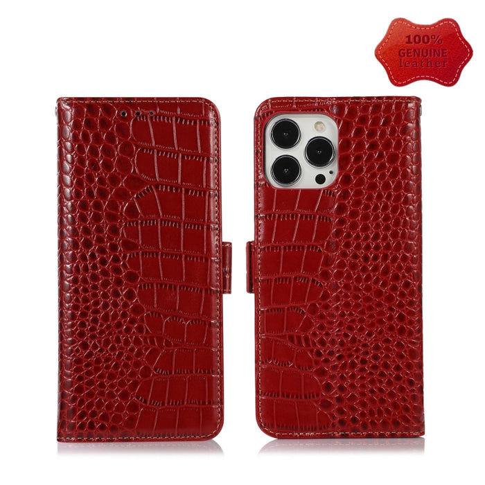 Estuche para teléfono de piel de vaca con capa superior de cocodrilo, For iPhone 13 Pro, For iPhone 13 Pro Max, For iPhone 12 Pro Max
