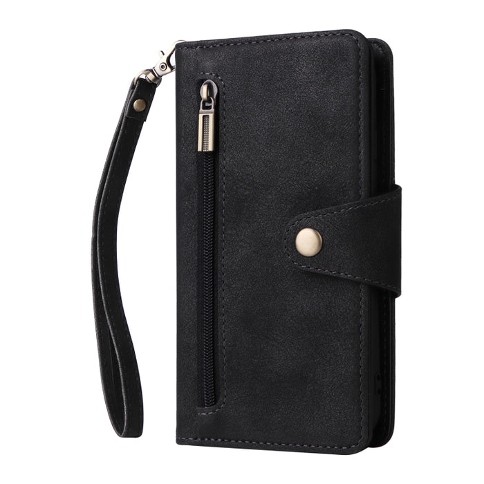 Caja de teléfono de cuero con tres pliegues para 9 tarjetas con hebilla de remache, For iPhone 7/8/SE 2020, For iPhone 7 Plus/8 Plus, For iPhone 11, For iPhone 11 Pro, For iPhone 12, For iPhone 12 mini, For iPhone 12 Pro Max, For iPhone 13 mini        ...