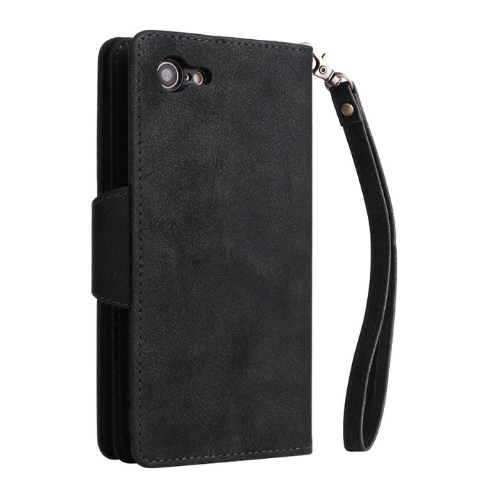 Caja de teléfono de cuero con tres pliegues para 9 tarjetas con hebilla de remache, For iPhone 7/8/SE 2020, For iPhone 7 Plus/8 Plus, For iPhone 11, For iPhone 11 Pro, For iPhone 12, For iPhone 12 mini, For iPhone 12 Pro Max, For iPhone 13 mini        ...
