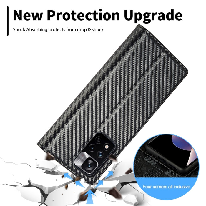 LC.IMEEKE Funda de cuero con tapa de textura de fibra de carbono para teléfono, For Xiaomi 11T / 11T Pro, For Xiaomi Mi 11 Lite, For Xiaomi Poco X4 Pro 5G, For Xiaomi Poco X3 NFC / Poco X3 Pro, For Xiaomi Redmi Note 11 Pro China                        ...