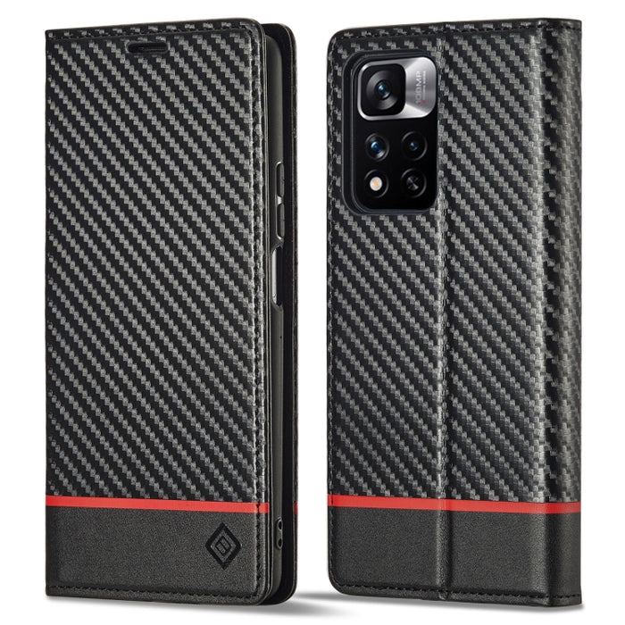 LC.IMEEKE Funda de cuero con tapa de textura de fibra de carbono para teléfono, For Xiaomi 11T / 11T Pro, For Xiaomi Mi 11 Lite, For Xiaomi Poco X4 Pro 5G, For Xiaomi Poco X3 NFC / Poco X3 Pro, For Xiaomi Redmi Note 11 Pro China                        ...