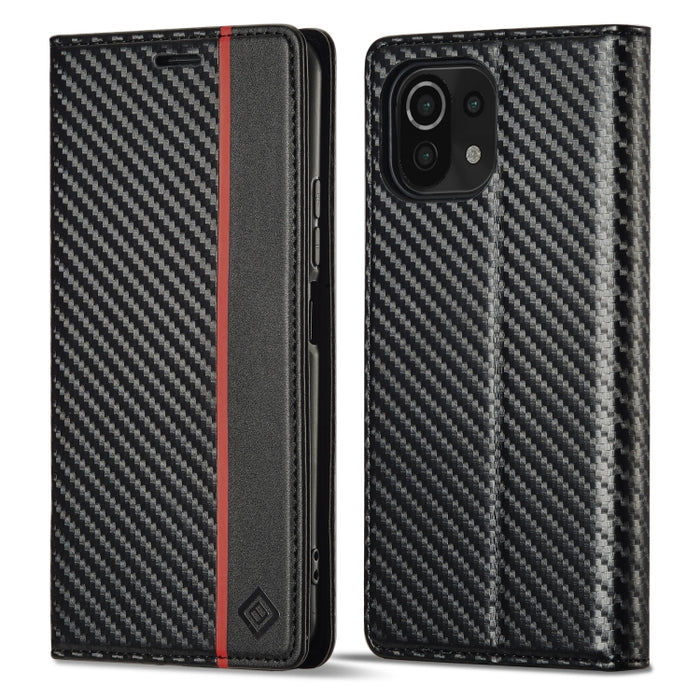 LC.IMEEKE Funda de cuero con tapa de textura de fibra de carbono para teléfono, For Xiaomi 11T / 11T Pro, For Xiaomi Mi 11 Lite, For Xiaomi Poco X4 Pro 5G, For Xiaomi Poco X3 NFC / Poco X3 Pro, For Xiaomi Redmi Note 11 Pro China                        ...