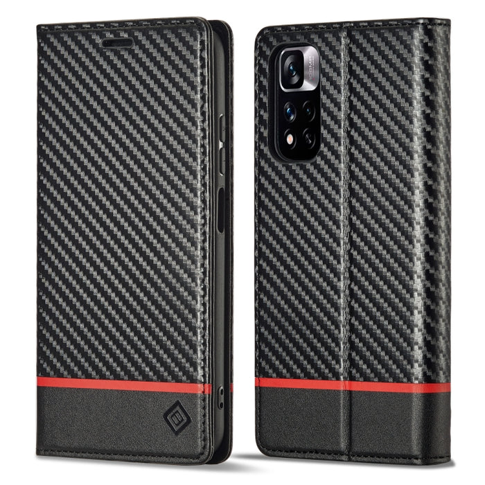 LC.IMEEKE Funda de cuero con tapa de textura de fibra de carbono para teléfono, For Xiaomi 11T / 11T Pro, For Xiaomi Mi 11 Lite, For Xiaomi Poco X4 Pro 5G, For Xiaomi Poco X3 NFC / Poco X3 Pro, For Xiaomi Redmi Note 11 Pro China                        ...