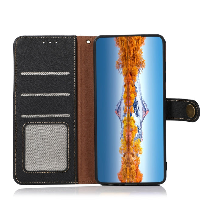 KHAZNEH Custer Estuche para teléfono RFID de cuero genuino, For Xiaomi Redmi 10A, For Sony Xperia Ace III, For Kyocera Android One S9, For Samsung Galaxy F23 / M23