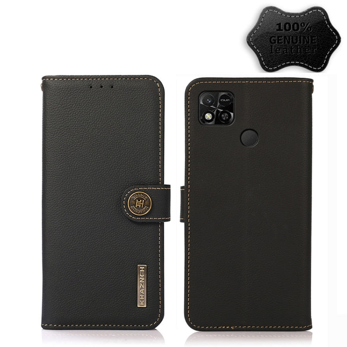 KHAZNEH Custer Estuche para teléfono RFID de cuero genuino, For Xiaomi Redmi 10A, For Sony Xperia Ace III, For Kyocera Android One S9, For Samsung Galaxy F23 / M23