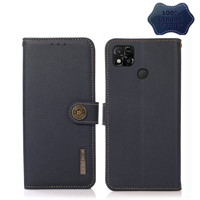 KHAZNEH Custer Estuche para teléfono RFID de cuero genuino, For Xiaomi Redmi 10A, For Sony Xperia Ace III, For Kyocera Android One S9, For Samsung Galaxy F23 / M23