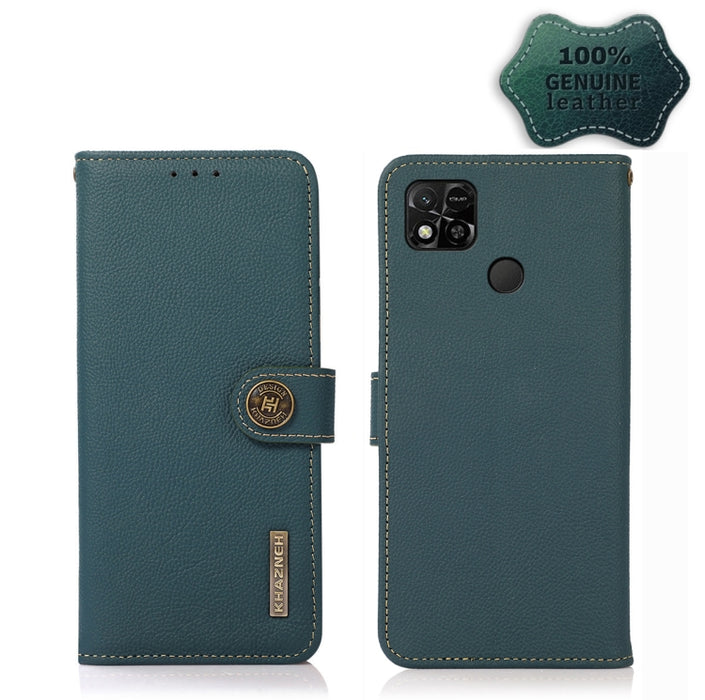 KHAZNEH Custer Estuche para teléfono RFID de cuero genuino, For Xiaomi Redmi 10A, For Sony Xperia Ace III, For Kyocera Android One S9, For Samsung Galaxy F23 / M23