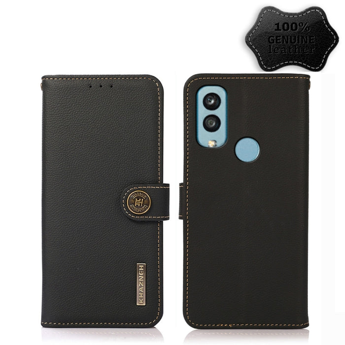 KHAZNEH Custer Estuche para teléfono RFID de cuero genuino, For Xiaomi Redmi 10A, For Sony Xperia Ace III, For Kyocera Android One S9, For Samsung Galaxy F23 / M23