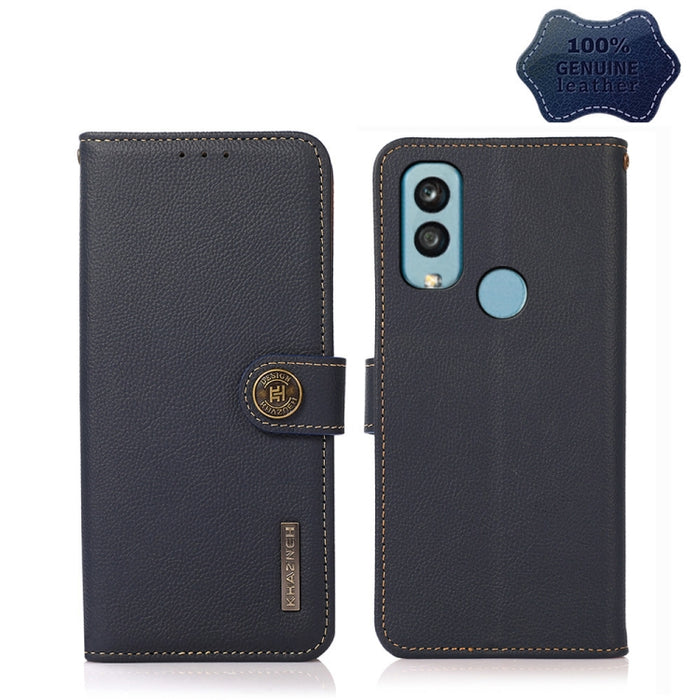 KHAZNEH Custer Estuche para teléfono RFID de cuero genuino, For Xiaomi Redmi 10A, For Sony Xperia Ace III, For Kyocera Android One S9, For Samsung Galaxy F23 / M23
