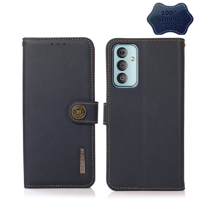 KHAZNEH Custer Estuche para teléfono RFID de cuero genuino, For Xiaomi Redmi 10A, For Sony Xperia Ace III, For Kyocera Android One S9, For Samsung Galaxy F23 / M23