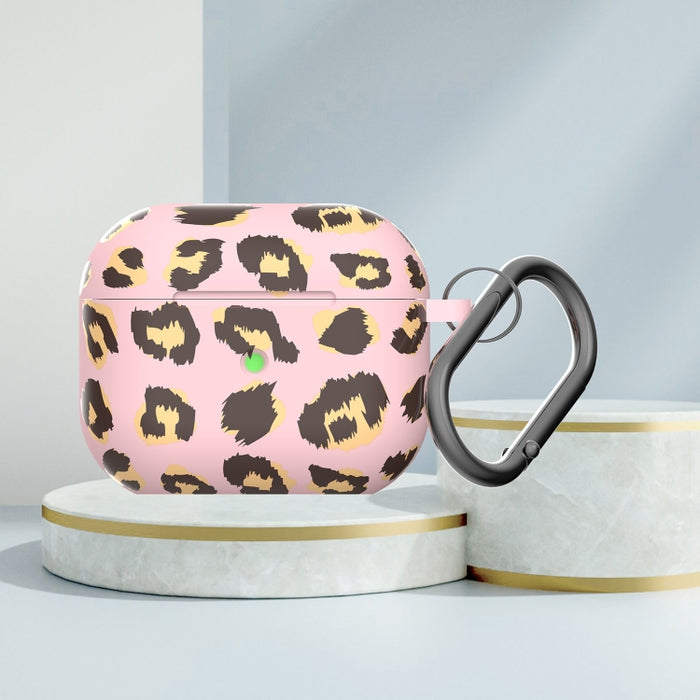 Funda protectora para auriculares inalámbricos con estampado de leopardo y estampado de silicona serie B