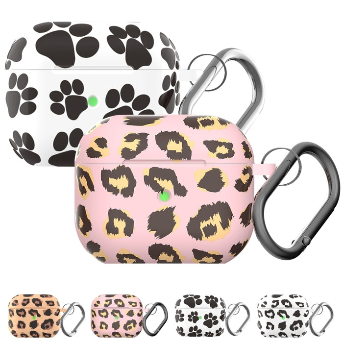 Funda protectora para auriculares inalámbricos con estampado de leopardo y estampado de silicona serie B