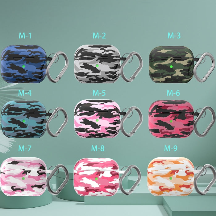 Funda protectora para auriculares inalámbricos de camuflaje con estampado de silicona de la serie M