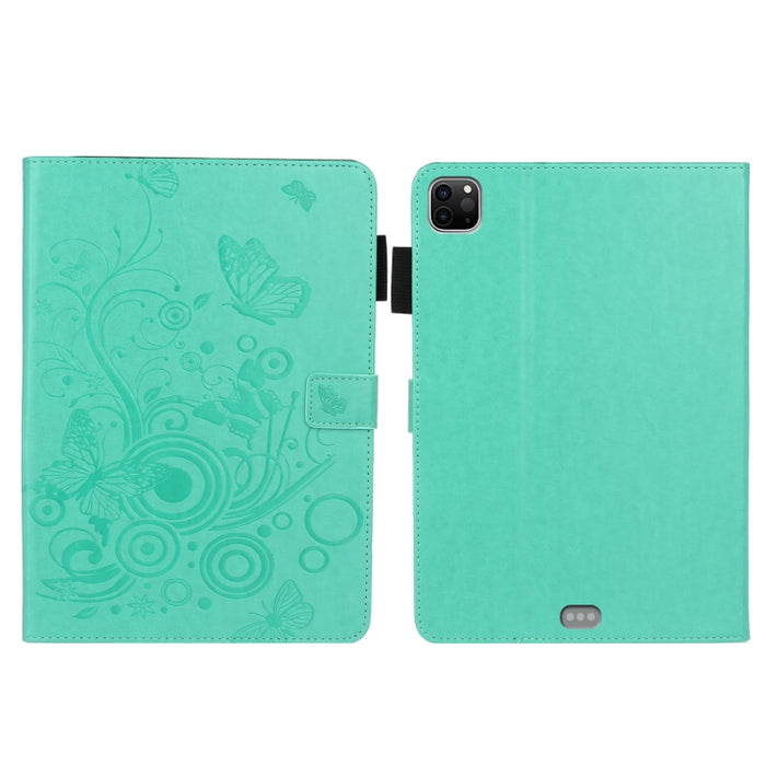 Estuche para tableta de cuero elegante con diseño de mariposa en relieve