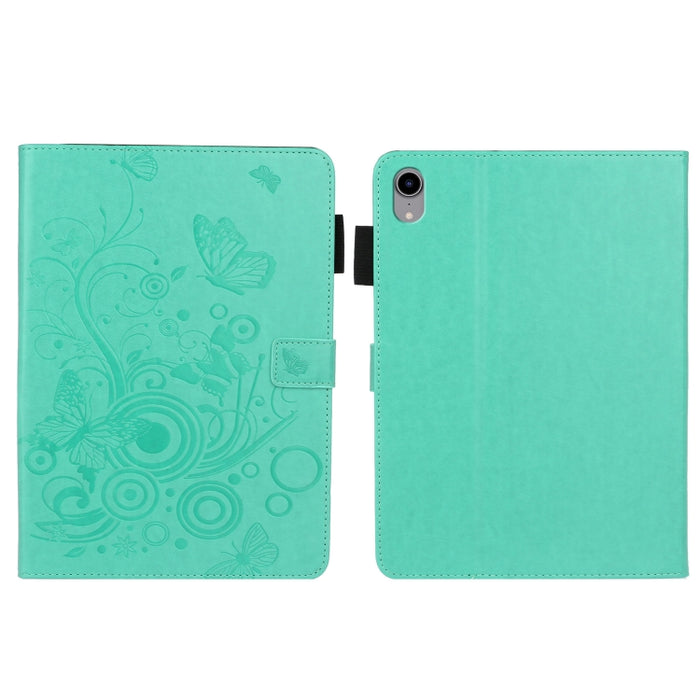 Estuche para tableta de cuero elegante con diseño de mariposa en relieve