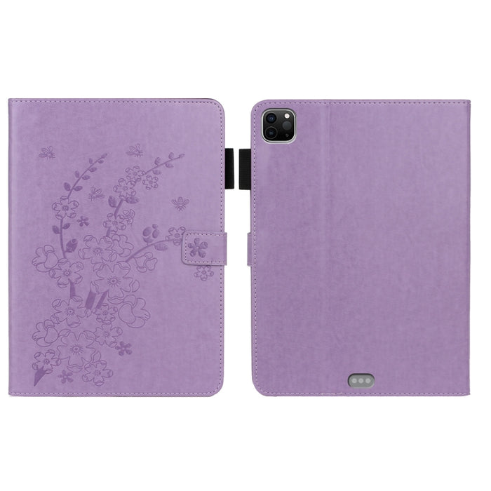 Estuche para tableta de cuero elegante con estampado Plum Bossom en relieve