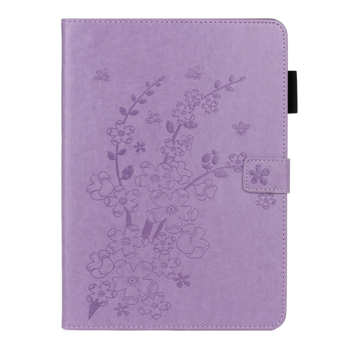 Estuche para tableta de cuero elegante con estampado Plum Bossom en relieve