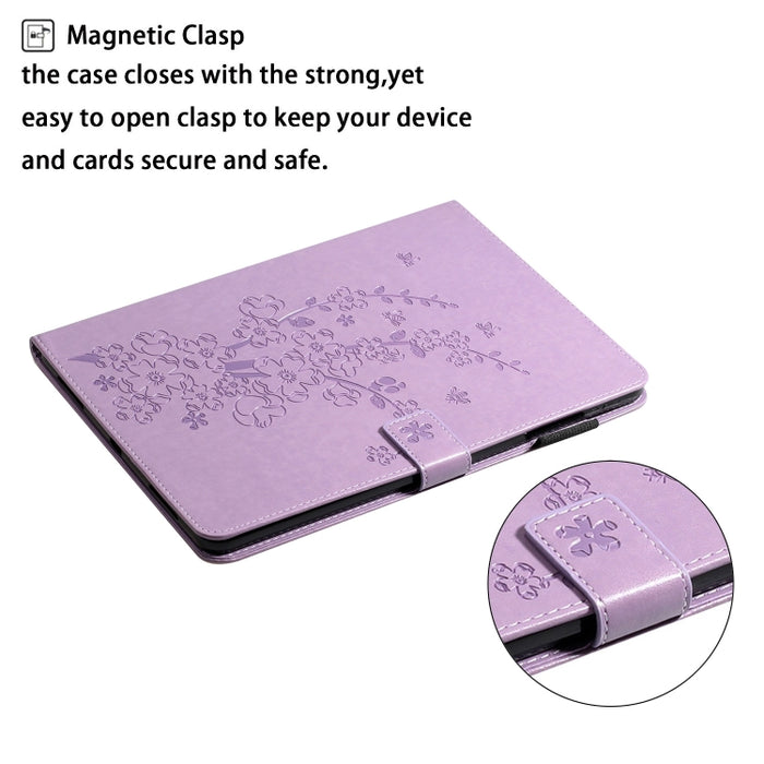 Estuche para tableta de cuero elegante con estampado Plum Bossom en relieve