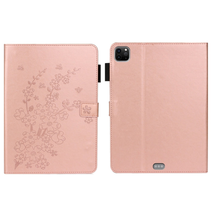 Estuche para tableta de cuero elegante con estampado Plum Bossom en relieve