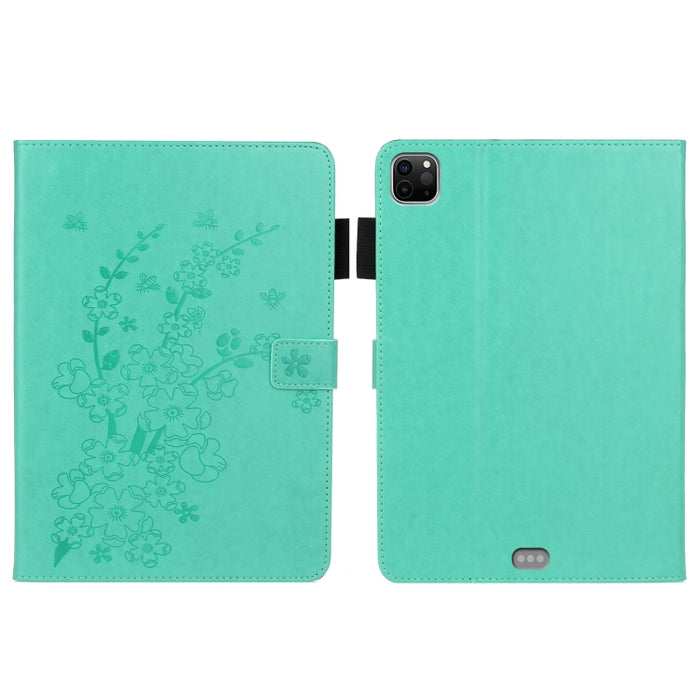 Estuche para tableta de cuero elegante con estampado Plum Bossom en relieve
