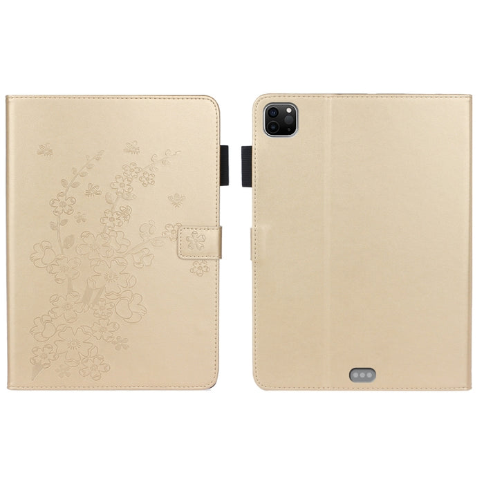 Estuche para tableta de cuero elegante con estampado Plum Bossom en relieve