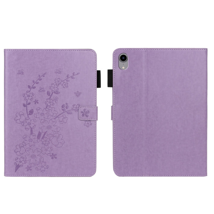 Estuche para tableta de cuero elegante con estampado Plum Bossom en relieve