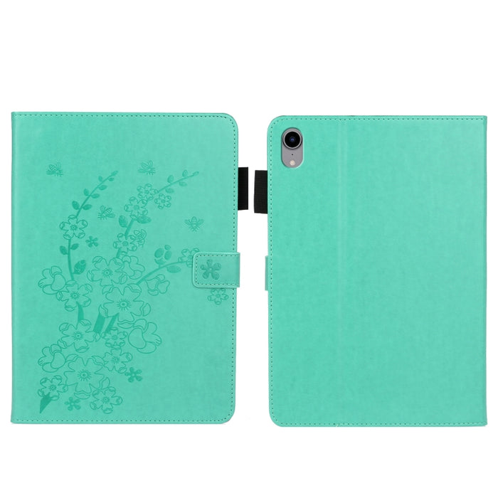 Estuche para tableta de cuero elegante con estampado Plum Bossom en relieve