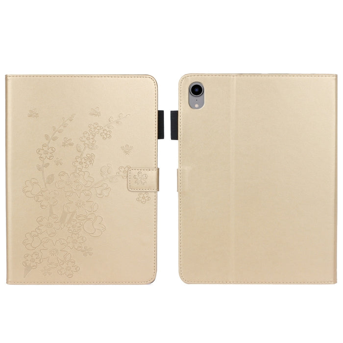 Estuche para tableta de cuero elegante con estampado Plum Bossom en relieve