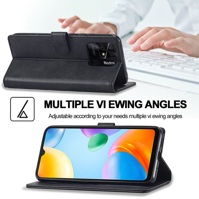 LC.IMEEKE Estuche para teléfono de cuero con textura de becerro, For Xiaomi Redmi 10C