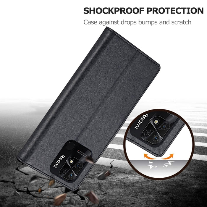 LC.IMEEKE Estuche para teléfono de cuero con textura de becerro, For Xiaomi Redmi 10C