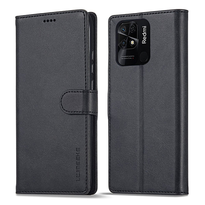 LC.IMEEKE Estuche para teléfono de cuero con textura de becerro, For Xiaomi Redmi 10C