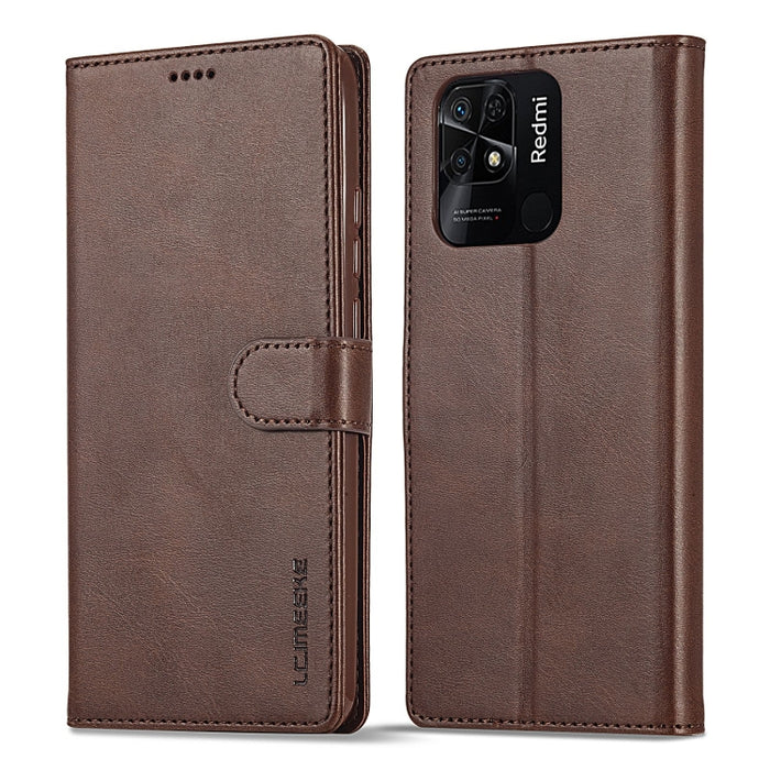 LC.IMEEKE Estuche para teléfono de cuero con textura de becerro, For Xiaomi Redmi 10C